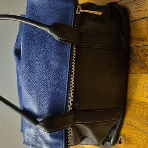 Medium Michael Kors Purse With Black And Blue Leather